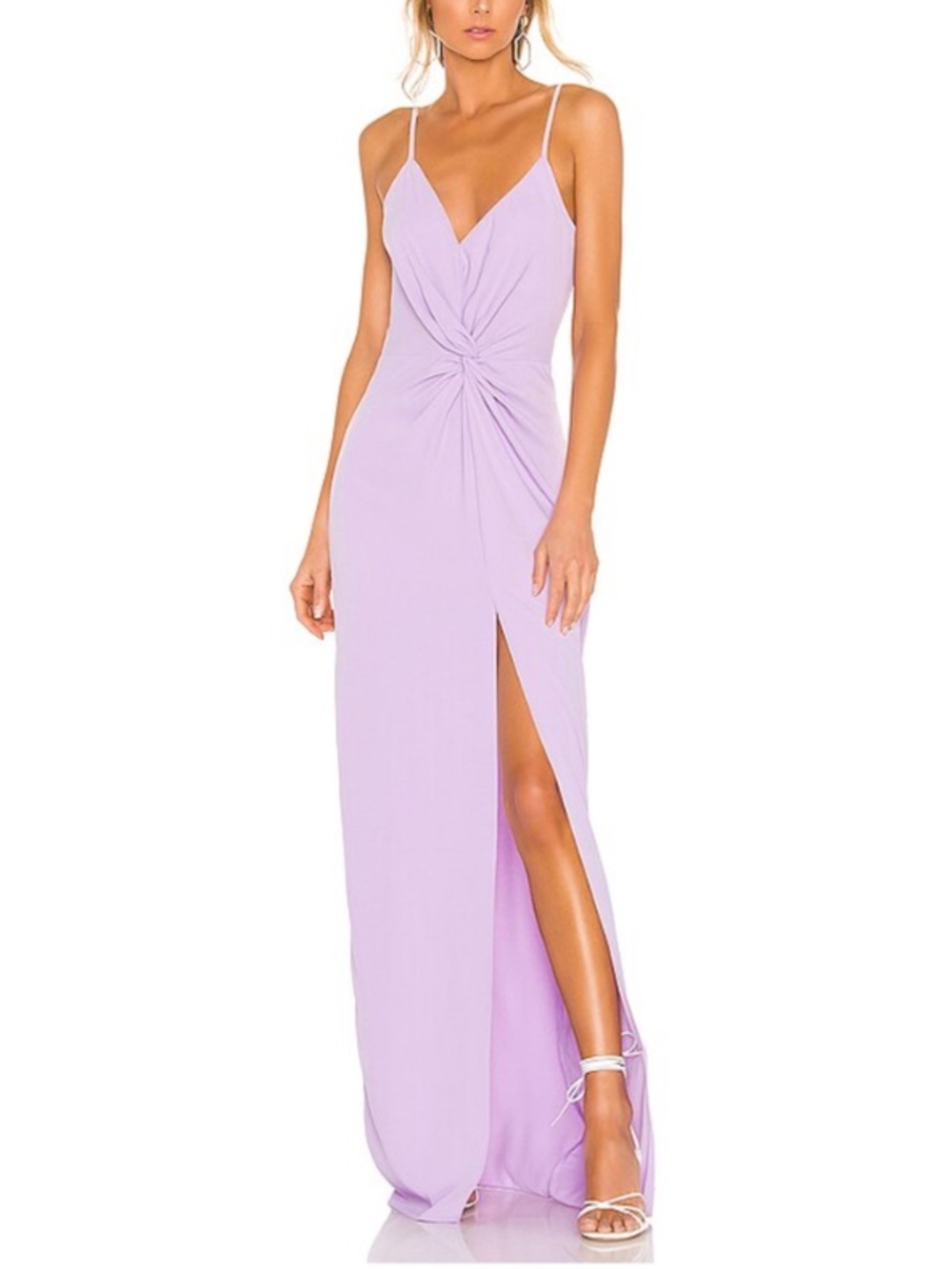 Revolve | Amanda Uprichard Spaghetti Strap Lavender Twist-Front Maxi Dress